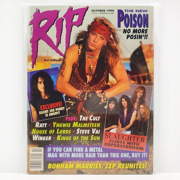 RIP Magazine Metallica Poison Cult Vai Ratt Slaughter VTG Oct. 1990 Unread Stock - Picture 1 of 11